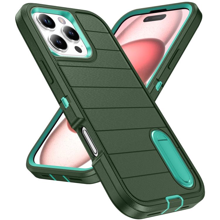 For iPhone 16 Pro Max Defender Gen2 Rugged PC + Silicone Phone Case with Holder