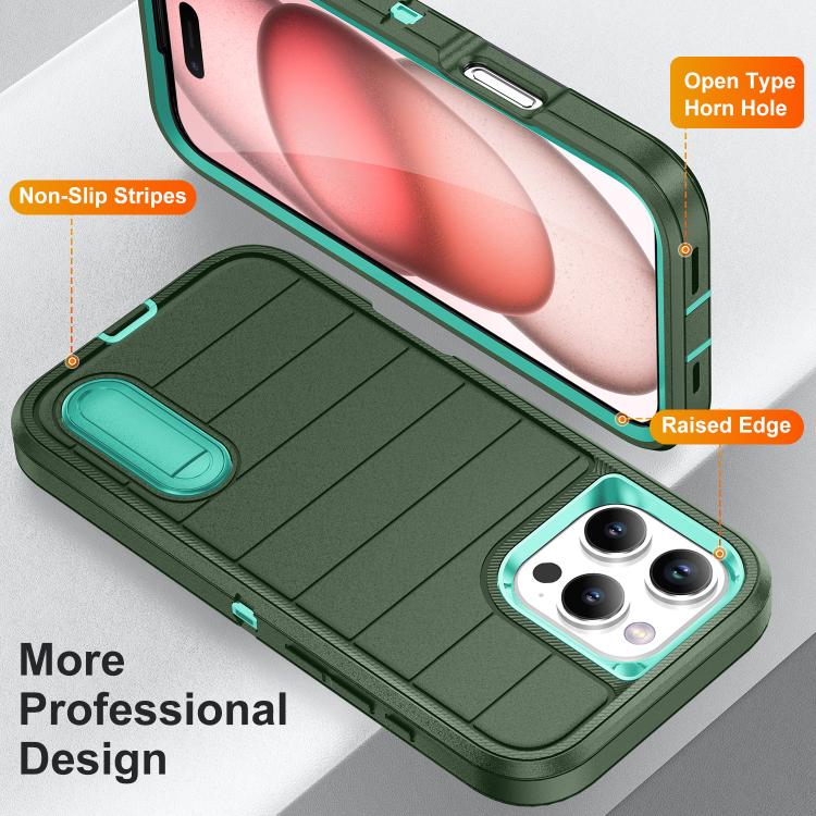 For iPhone 16 Pro Max Defender Gen2 Rugged PC + Silicone Phone Case with Holder