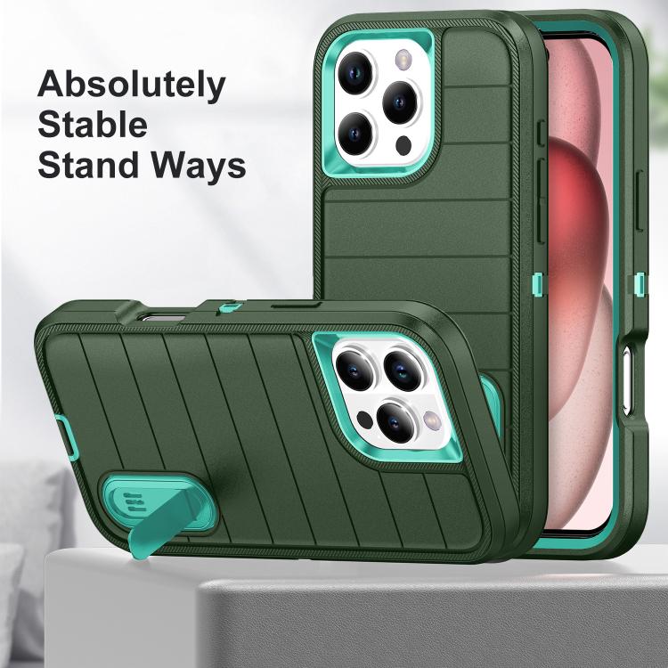 For iPhone 16 Pro Max Defender Gen2 Rugged PC + Silicone Phone Case with Holder