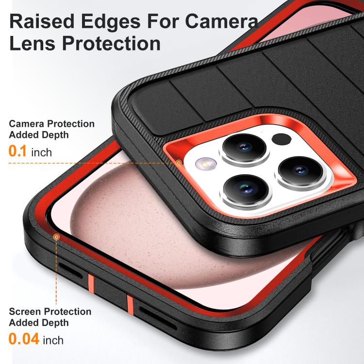 For iPhone 16 Pro Defender Gen2 Rugged PC + Silicone Phone Case with Holder