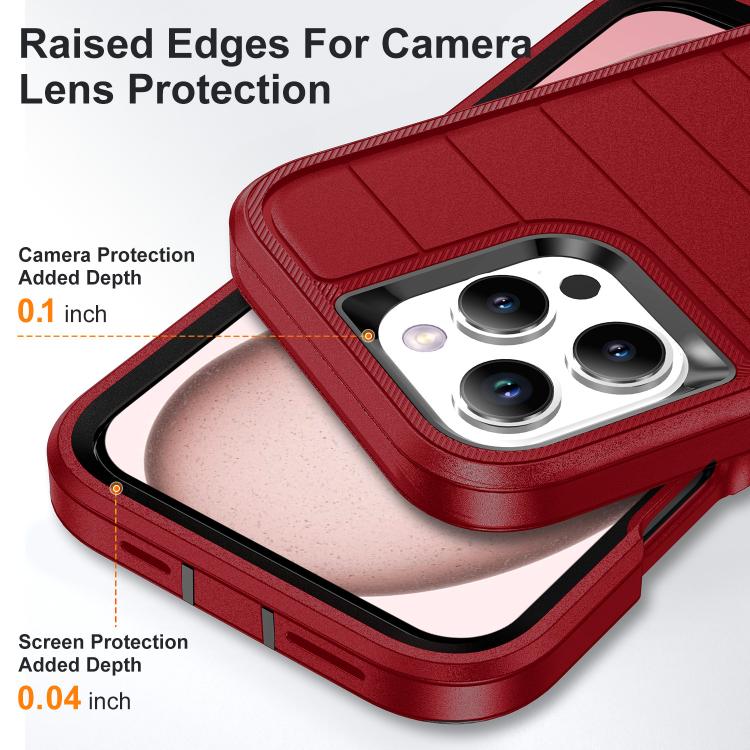 For iPhone 16 Pro Defender Gen2 Rugged PC + Silicone Phone Case with Holder