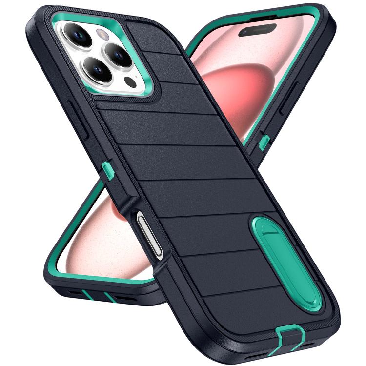 For iPhone 16 Pro Defender Gen2 Rugged PC + Silicone Phone Case with Holder