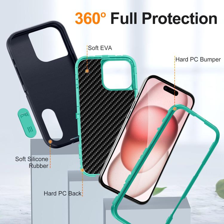 For iPhone 16 Pro Defender Gen2 Rugged PC + Silicone Phone Case with Holder