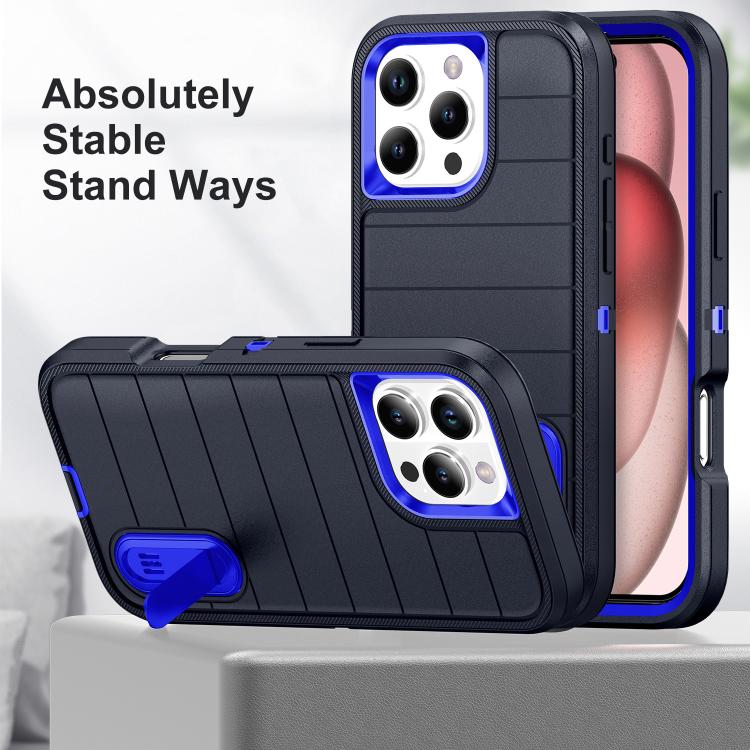For iPhone 16 Pro Defender Gen2 Rugged PC + Silicone Phone Case with Holder