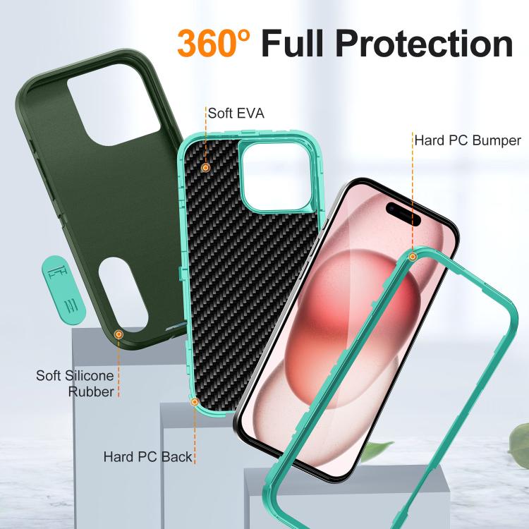 For iPhone 16 Pro Defender Gen2 Rugged PC + Silicone Phone Case with Holder