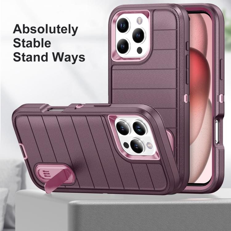 For iPhone 16 Pro Defender Gen2 Rugged PC + Silicone Phone Case with Holder