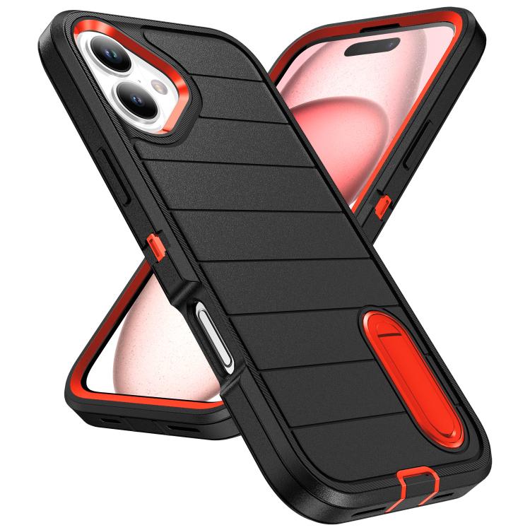 For iPhone 16 Plus Defender Gen2 Rugged PC + Silicone Phone Case with Holder