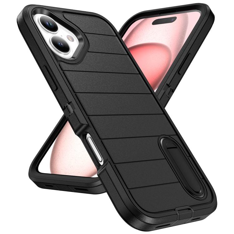 For iPhone 16 Plus Defender Gen2 Rugged PC + Silicone Phone Case with Holder