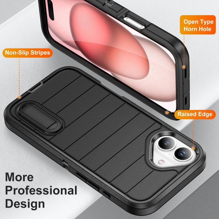 For iPhone 16 Plus Defender Gen2 Rugged PC + Silicone Phone Case with Holder
