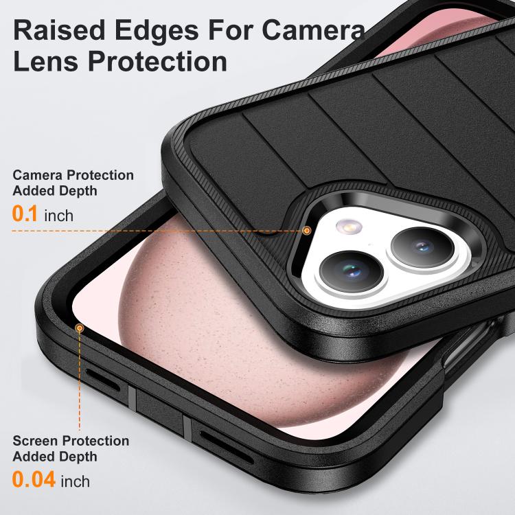 For iPhone 16 Plus Defender Gen2 Rugged PC + Silicone Phone Case with Holder