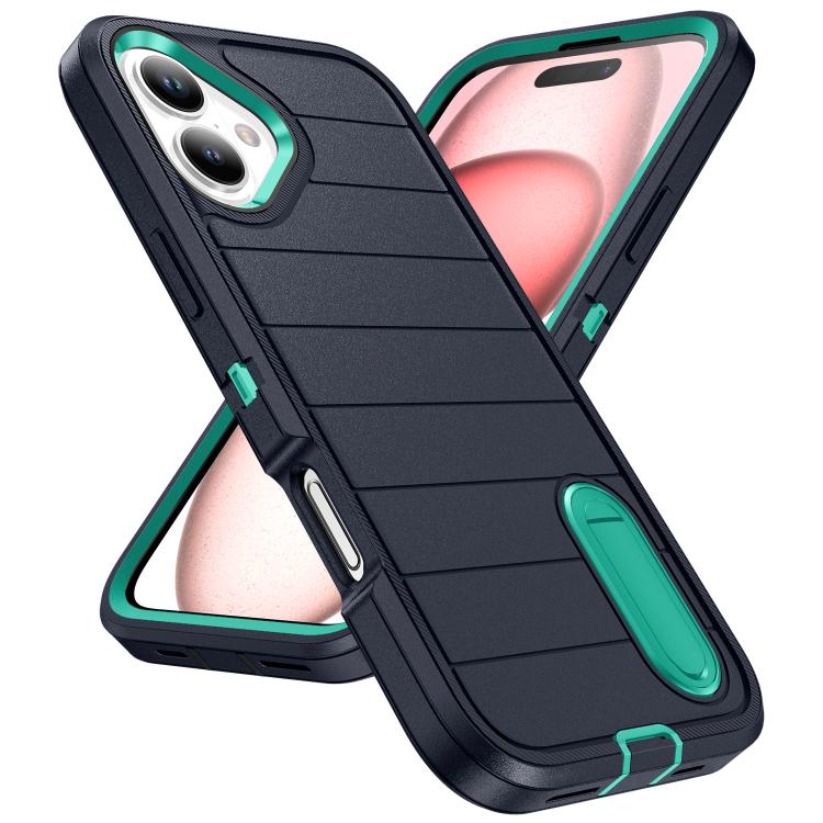 For iPhone 16 Plus Defender Gen2 Rugged PC + Silicone Phone Case with Holder