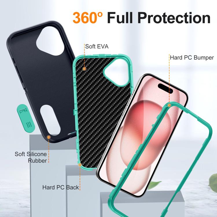 For iPhone 16 Plus Defender Gen2 Rugged PC + Silicone Phone Case with Holder
