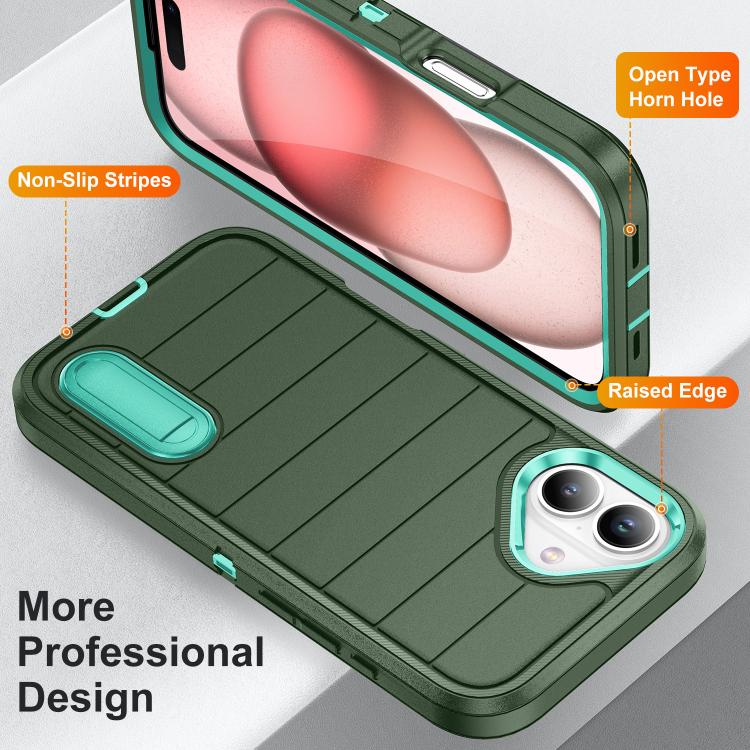 For iPhone 16 Plus Defender Gen2 Rugged PC + Silicone Phone Case with Holder