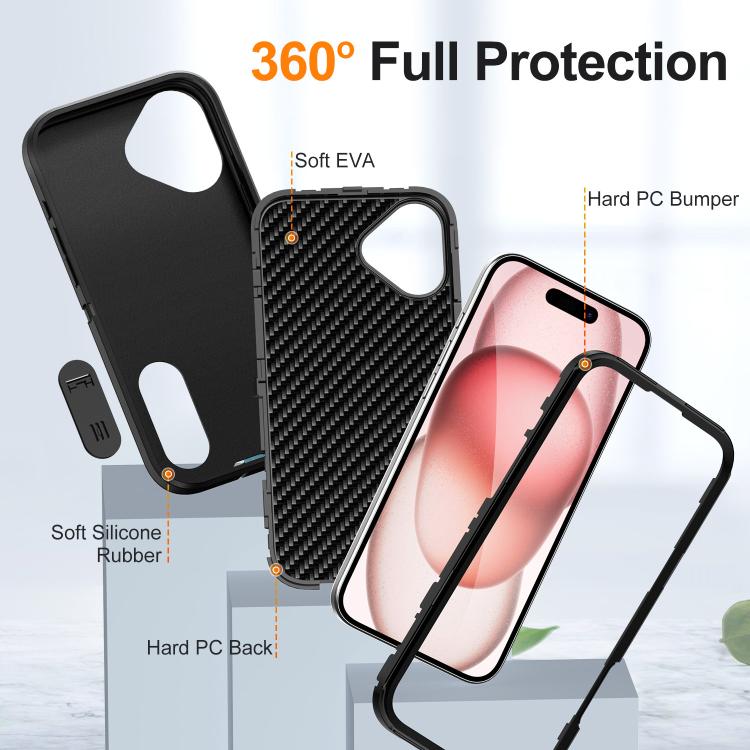 For iPhone 16 Defender Gen2 Rugged PC + Silicone Phone Case with Holder