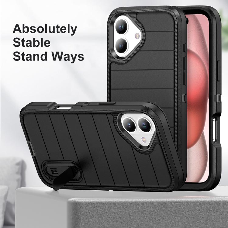 For iPhone 16 Defender Gen2 Rugged PC + Silicone Phone Case with Holder