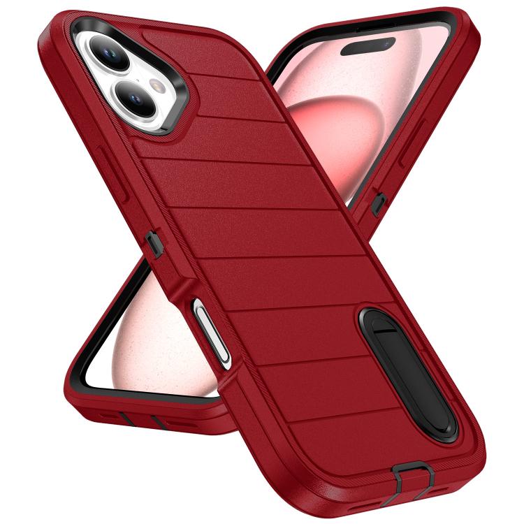For iPhone 16 Defender Gen2 Rugged PC + Silicone Phone Case with Holder