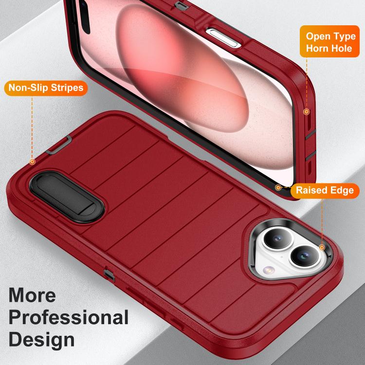 For iPhone 16 Defender Gen2 Rugged PC + Silicone Phone Case with Holder