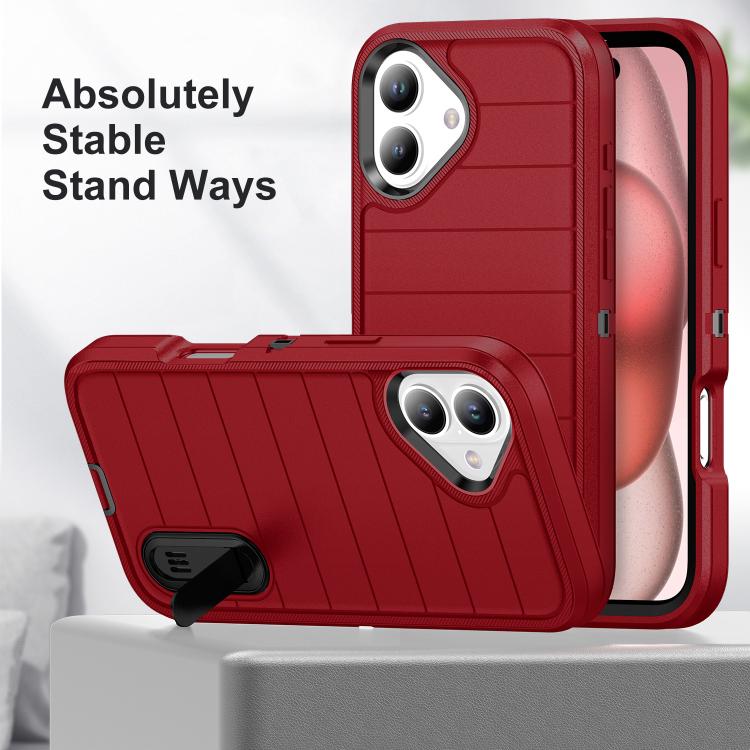 For iPhone 16 Defender Gen2 Rugged PC + Silicone Phone Case with Holder