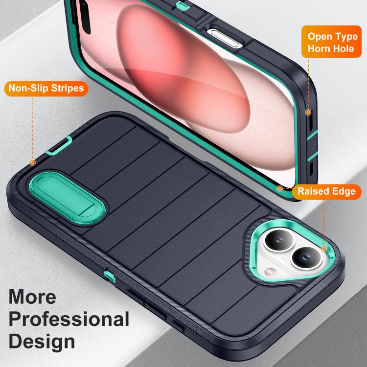 For iPhone 16 Defender Gen2 Rugged PC + Silicone Phone Case with Holder