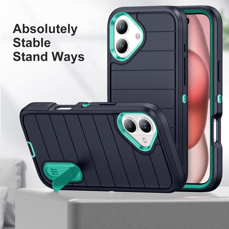 For iPhone 16 Defender Gen2 Rugged PC + Silicone Phone Case with Holder