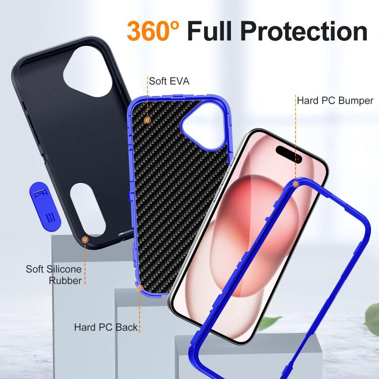 For iPhone 16 Defender Gen2 Rugged PC + Silicone Phone Case with Holder