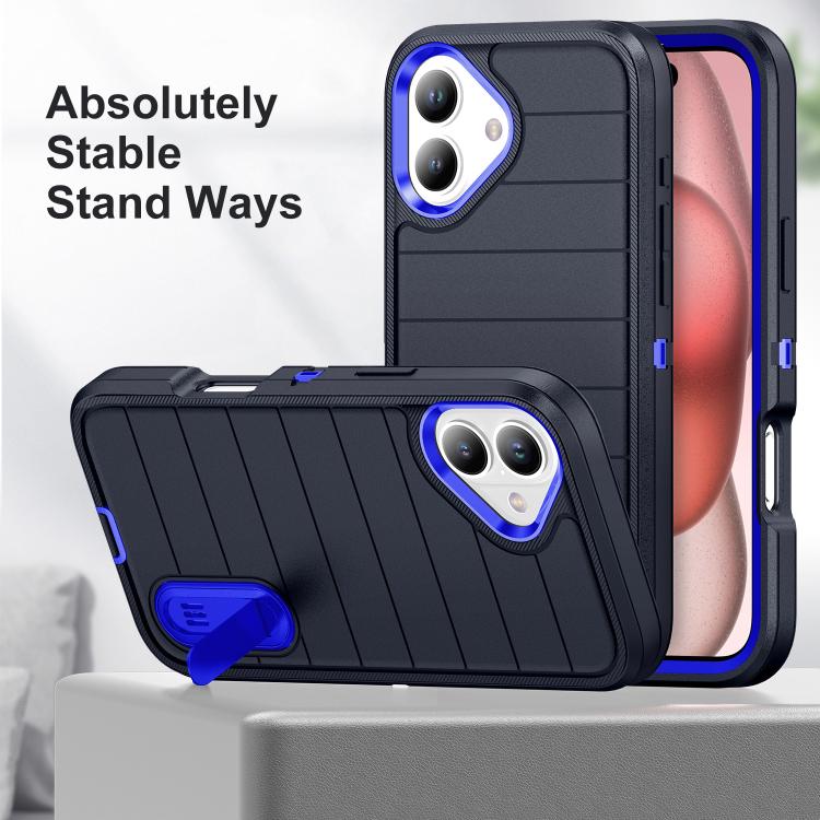 For iPhone 16 Defender Gen2 Rugged PC + Silicone Phone Case with Holder