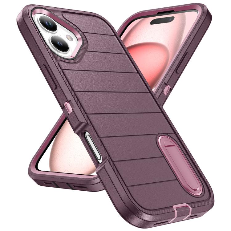 For iPhone 16 Defender Gen2 Rugged PC + Silicone Phone Case with Holder