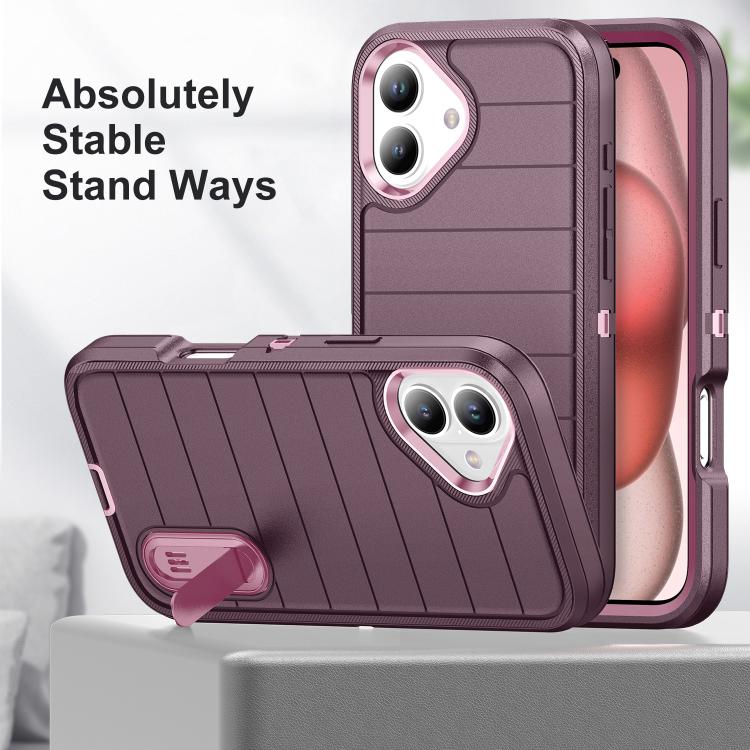For iPhone 16 Defender Gen2 Rugged PC + Silicone Phone Case with Holder