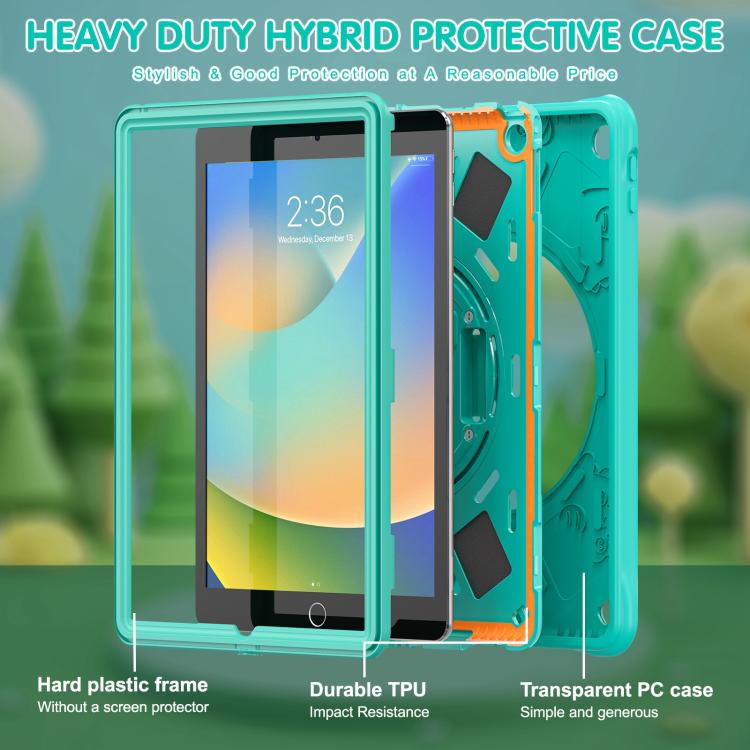 For iPad 10.2 2021 / 2020 / 2019 Dragon Rotation Kickstand Silicone Hybrid PC Tablet Case - Green