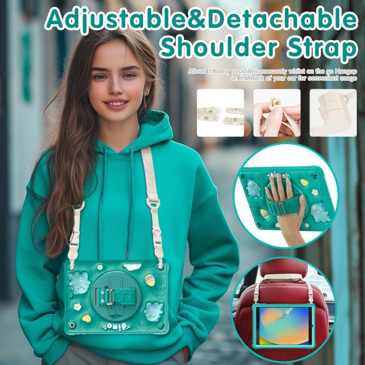 For iPad 10.2 2021 / 2020 / 2019 Dragon Rotation Kickstand Silicone Hybrid PC Tablet Case - Green
