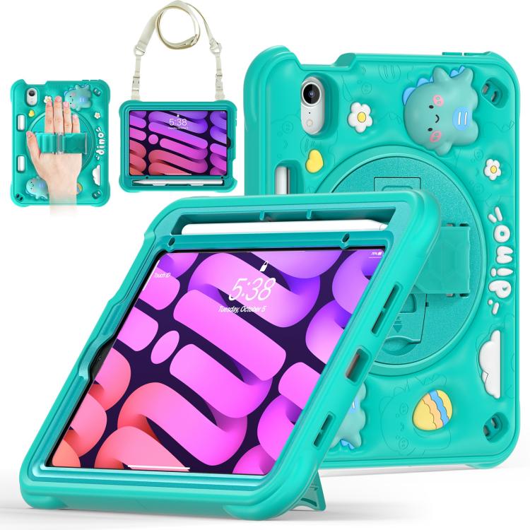 For iPad mini 2024 / mini 6 Dragon Rotation Kickstand Silicone Hybrid PC Tablet Case - Green