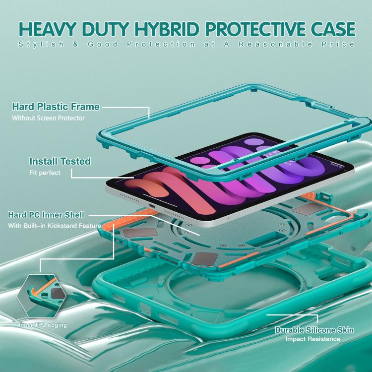 For iPad mini 2024 / mini 6 Dragon Rotation Kickstand Silicone Hybrid PC Tablet Case - Green