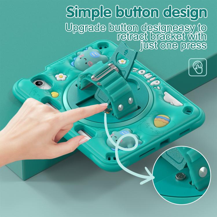 For iPad mini 2024 / mini 6 Dragon Rotation Kickstand Silicone Hybrid PC Tablet Case - Green