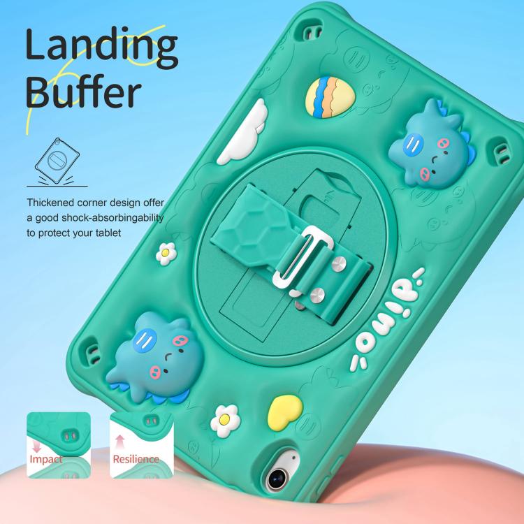 For iPad mini 2024 / mini 6 Dragon Rotation Kickstand Silicone Hybrid PC Tablet Case - Green