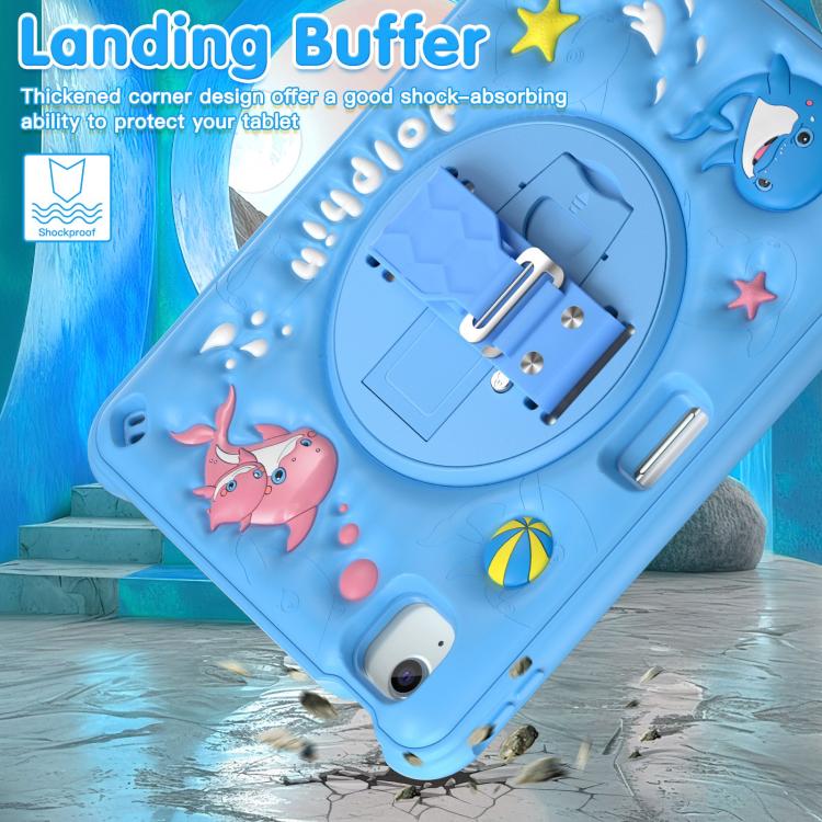 For iPad Air 11 2026 / 2025 / 2024 Dolphin Rotation Kickstand Silicone Hybrid PC Tablet Case - Blue