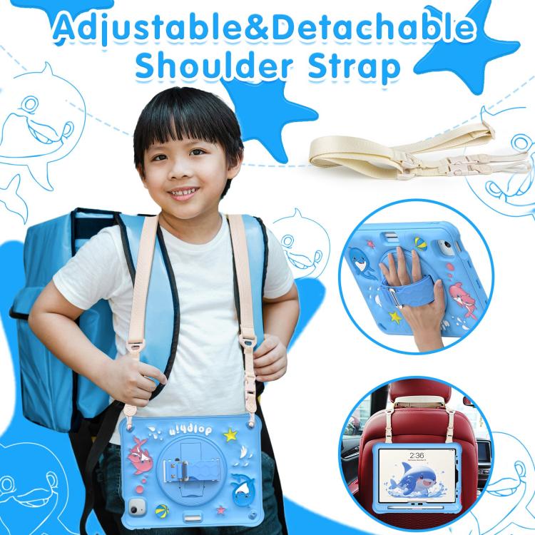 For iPad Air 11 2026 / 2025 / 2024 Dolphin Rotation Kickstand Silicone Hybrid PC Tablet Case - Blue
