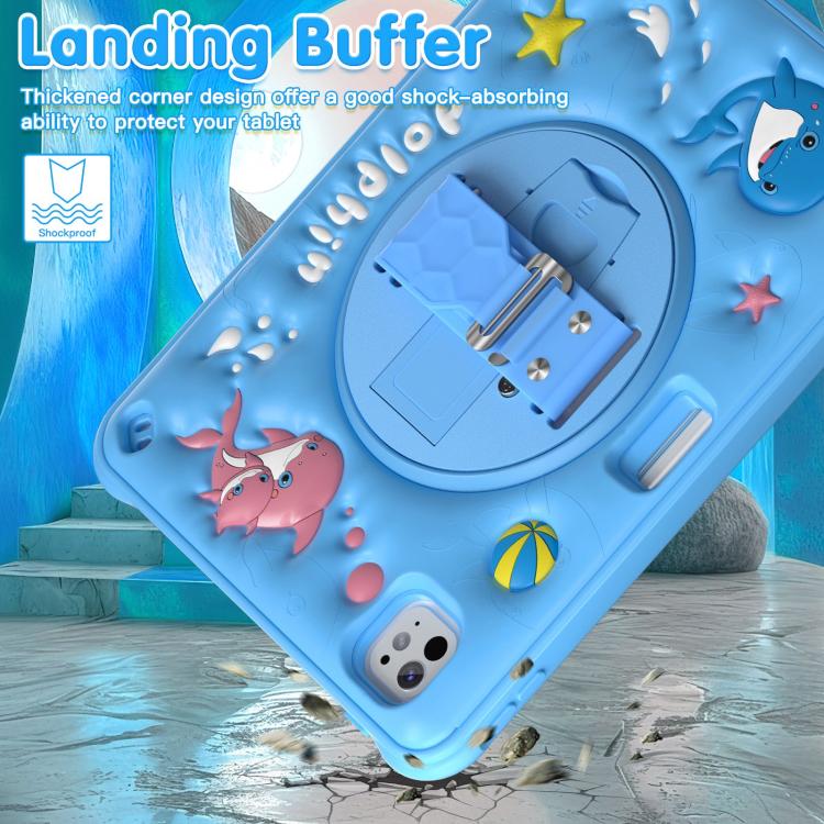 For iPad Pro 11 2025 / 2024 Dolphin Rotation Kickstand Silicone Hybrid PC Tablet Case - Blue