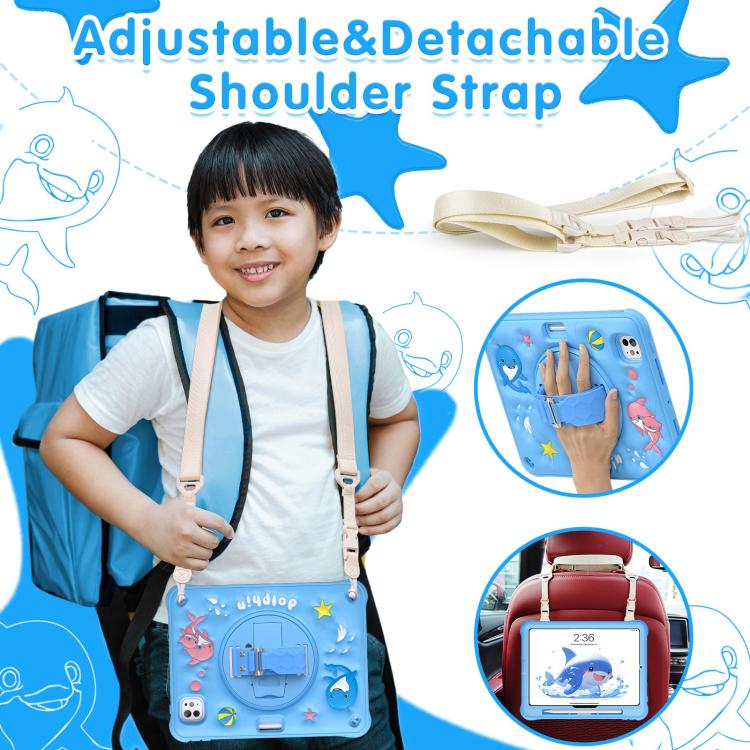 For iPad Pro 11 2025 / 2024 Dolphin Rotation Kickstand Silicone Hybrid PC Tablet Case - Blue