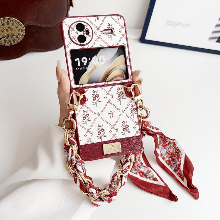 For vivo X Flip Luck Flower Pattern TPU Phone Case With Strap