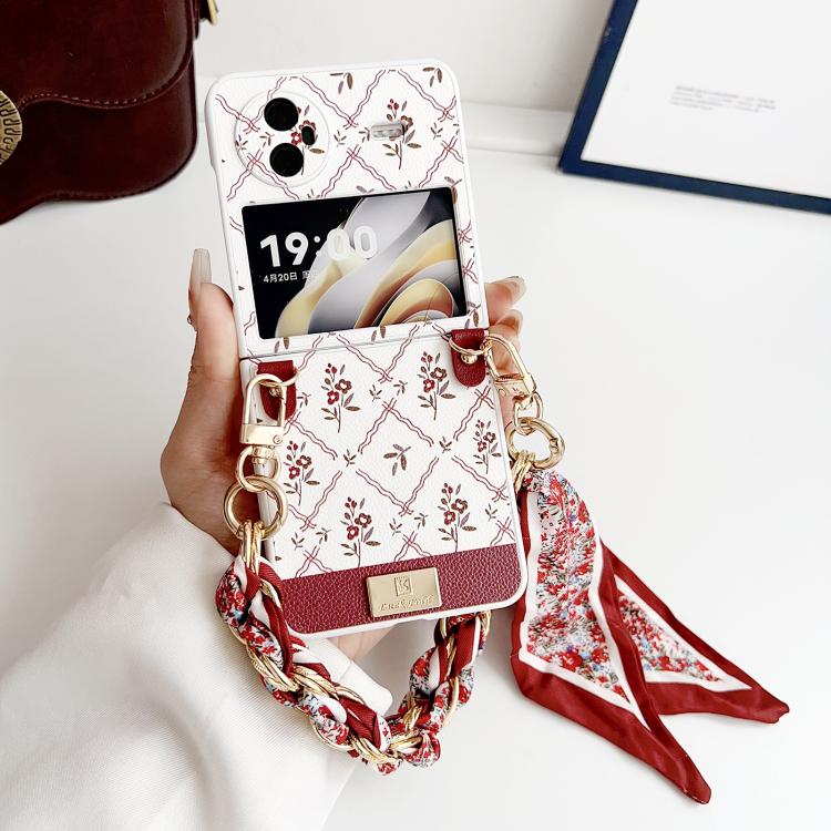 For vivo X Flip Luck Flower Pattern TPU Phone Case With Strap