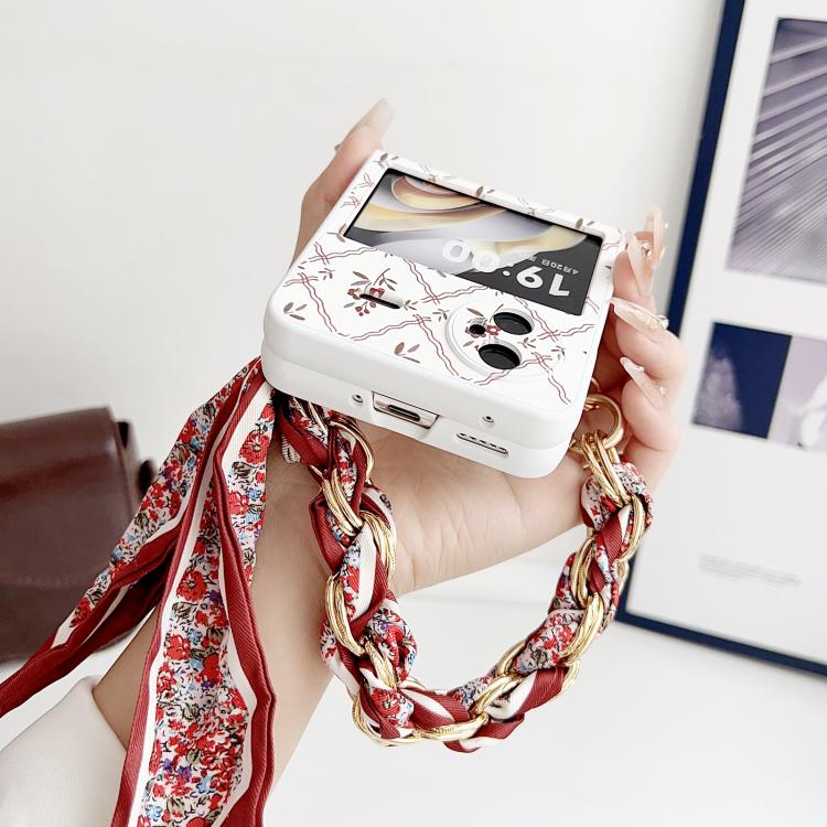 For vivo X Flip Luck Flower Pattern TPU Phone Case With Strap