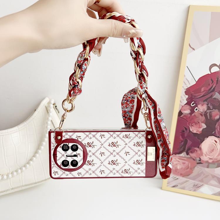 For Huawei Mate X5 Luck Flower Pattern TPU Phone Case With Strap - Red