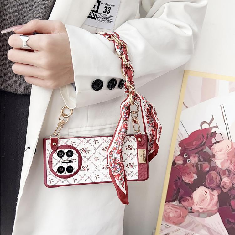 For Huawei Mate X5 Luck Flower Pattern TPU Phone Case With Strap - Red