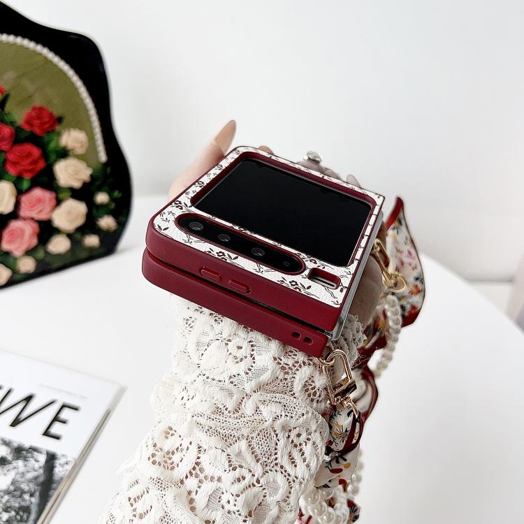 For Huawei Pura X Luck Flower Pattern TPU Phone Case With Strap - Red