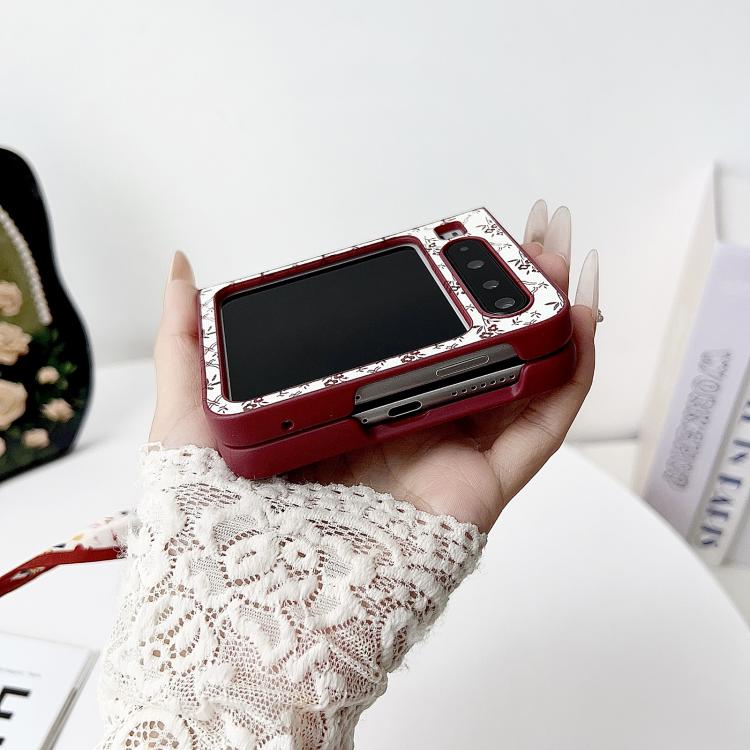 For Huawei Pura X Luck Flower Pattern TPU Phone Case With Strap - Red