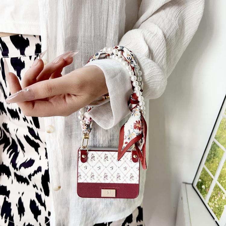 For Huawei Pura X Luck Flower Pattern TPU Phone Case With Strap - Red