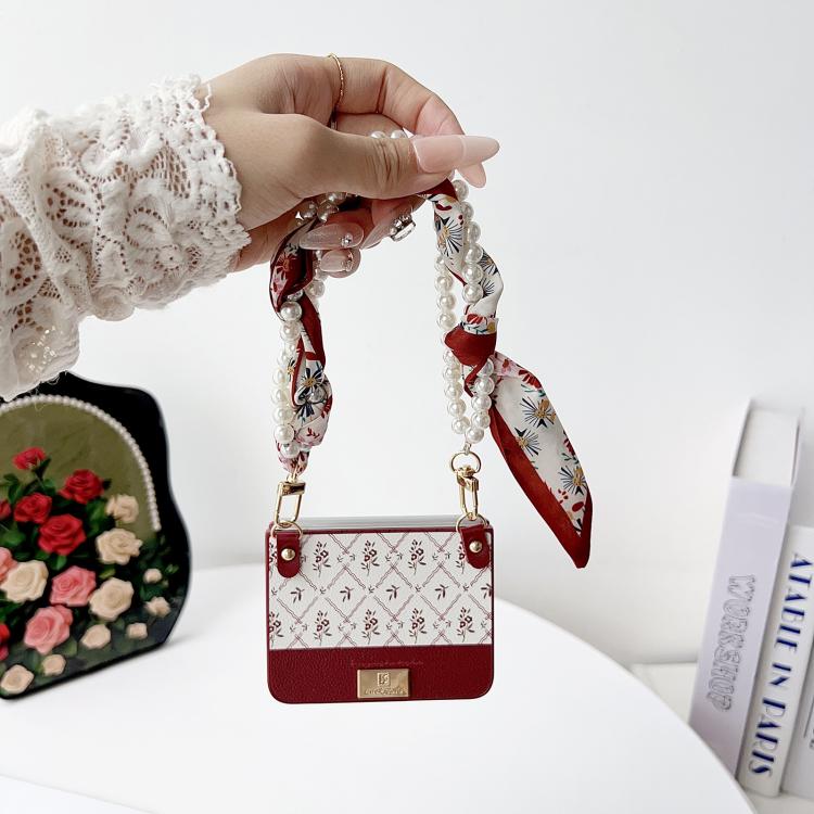For Huawei Pura X Luck Flower Pattern TPU Phone Case With Strap - Red