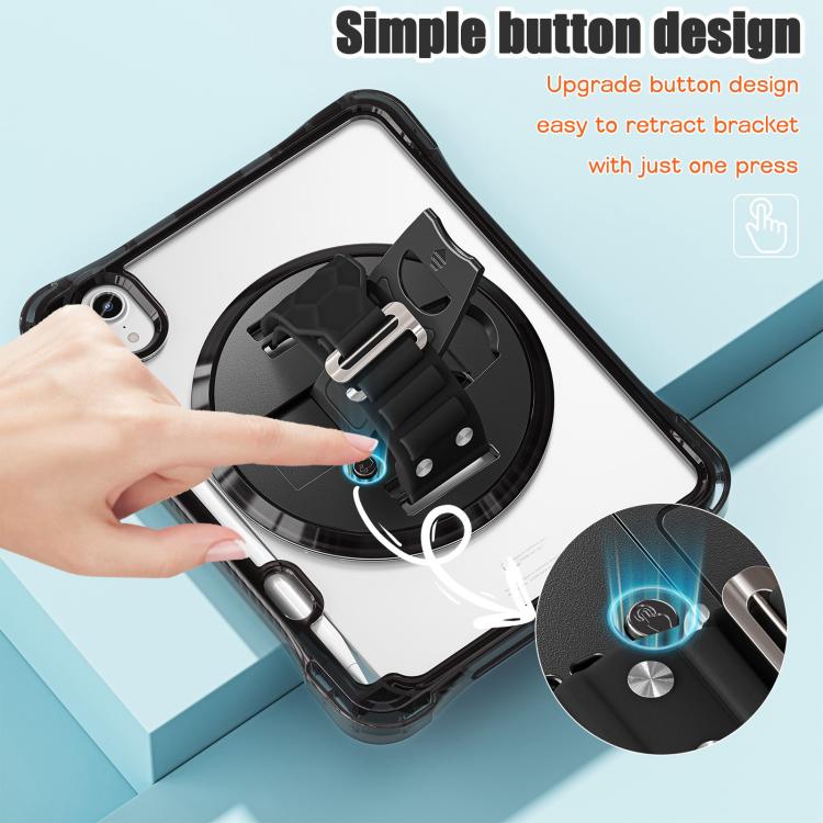 For iPad mini 2024 / mini 6 Rotation Grip Holder TPU Hybrid Clear PC Tablet Case