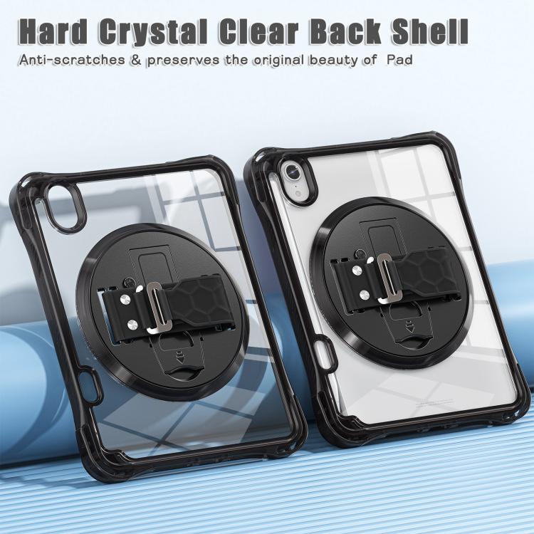 For iPad mini 2024 / mini 6 Rotation Grip Holder TPU Hybrid Clear PC Tablet Case