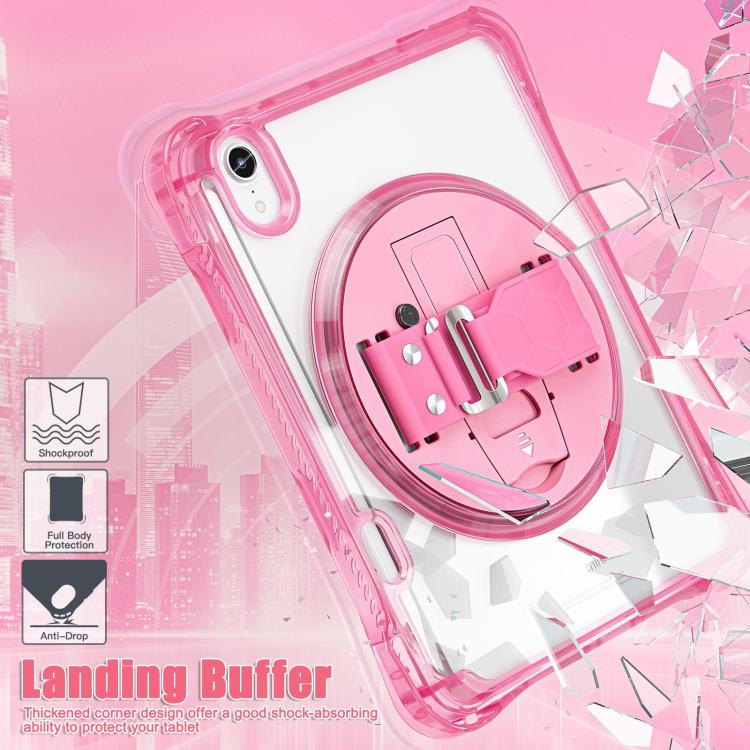 For iPad mini 2024 / mini 6 Rotation Grip Holder TPU Hybrid Clear PC Tablet Case